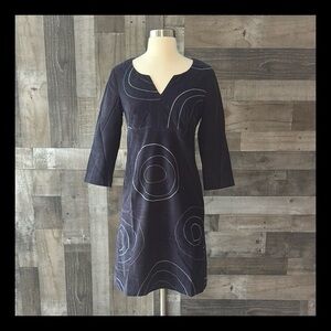 Boden navy corduroy midi dress small 3/4 sleeves dark feminine whimsigoth witchy